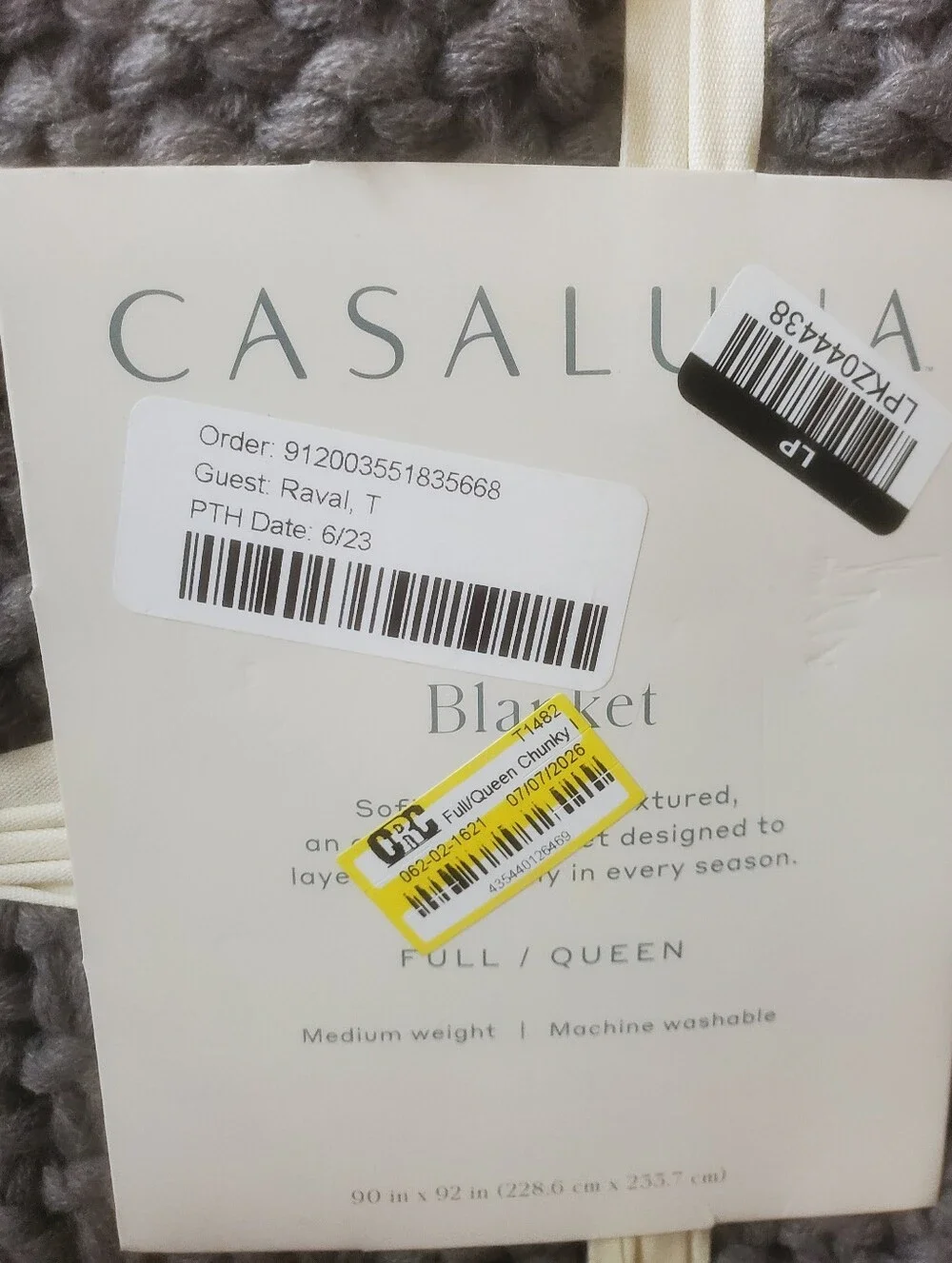 Casaluna Full/Queen Chunky Knit Throw Blanket - Dark Gray